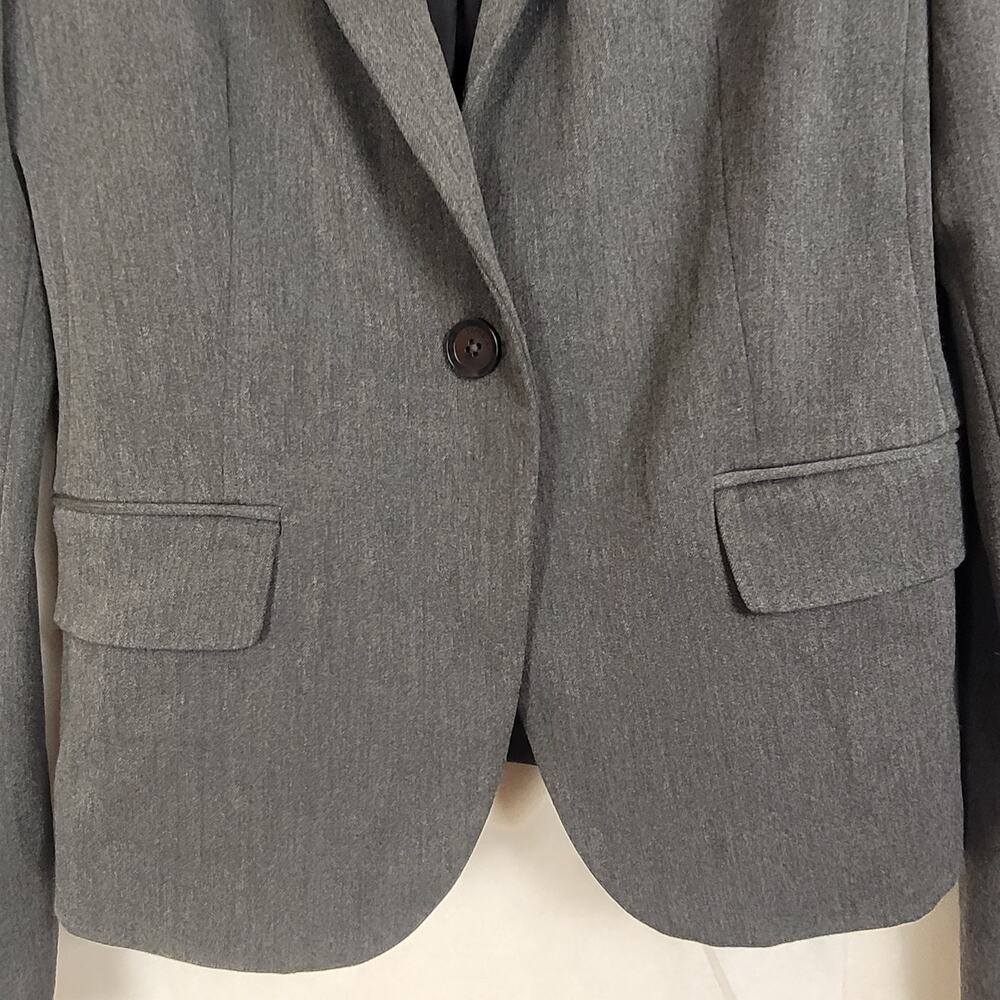 Express Editor One Button Grey Fitted Blazer Size… - image 5